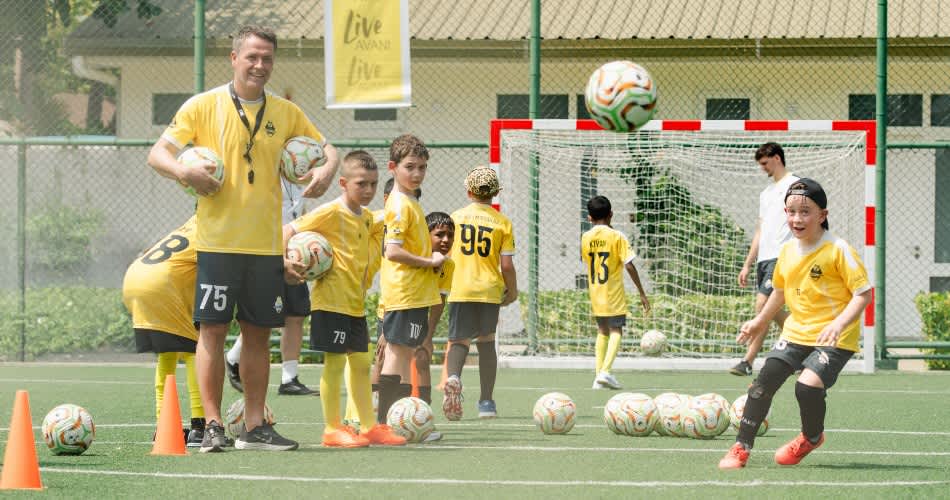 Kids' football training camp in the Maldives with English football legend, Michale Ownen at Avani+ Fares Maldives Resort