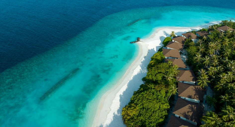 Aerial view of North East beach - Avani+ Fares Maldives Resort