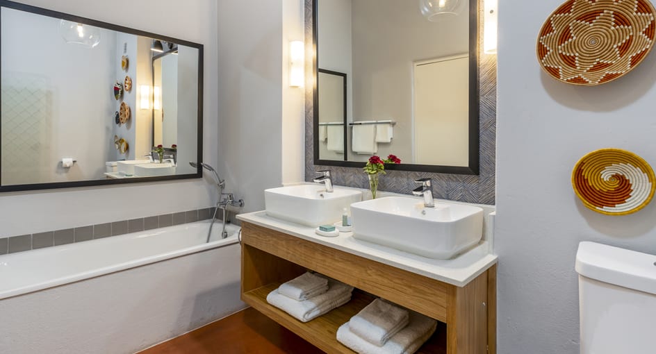 Bathroom sink and bathtub