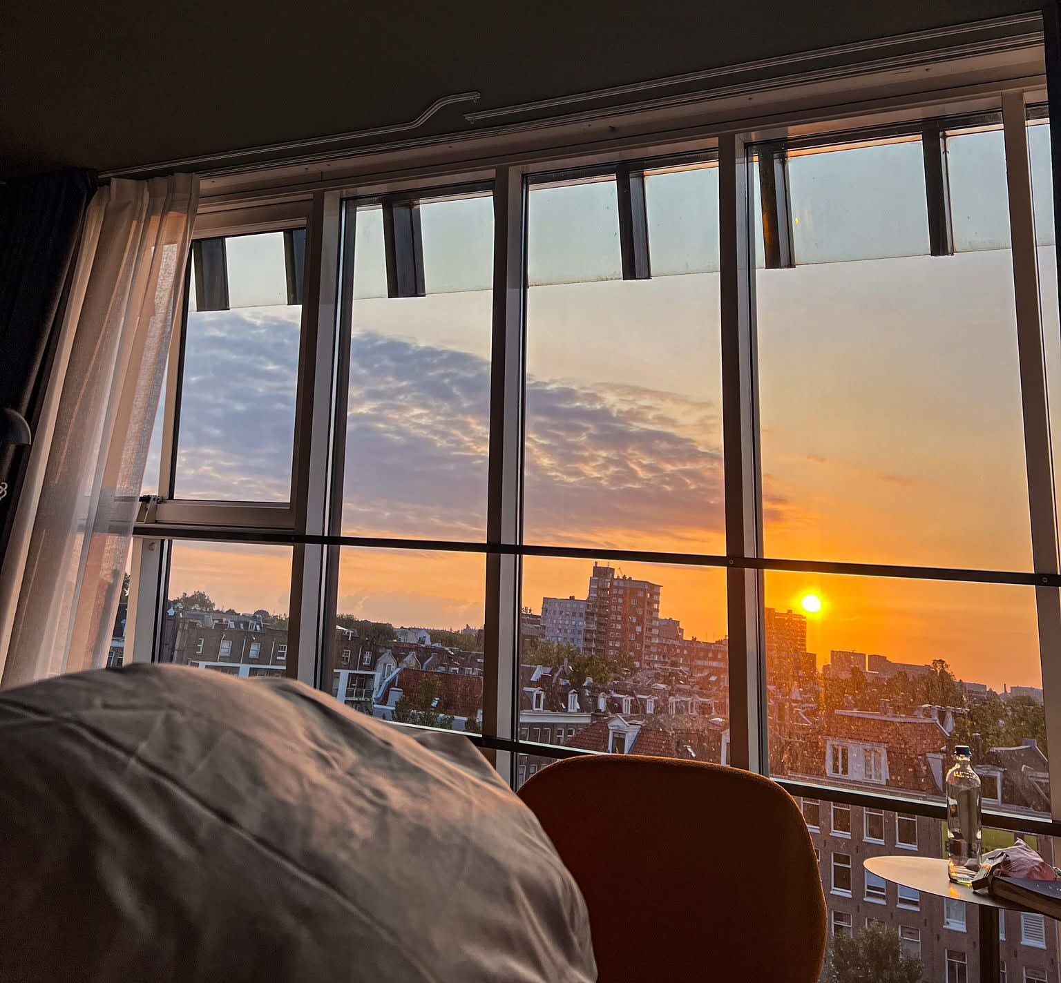 Sunset from the bed at Avani Museum Quarter Amsterdam