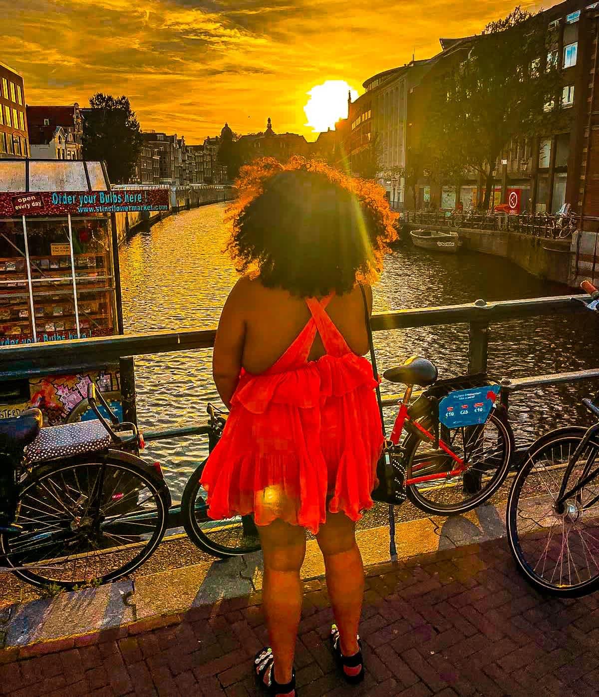 Laura Bartlett in Amsterdam overlooking the canals