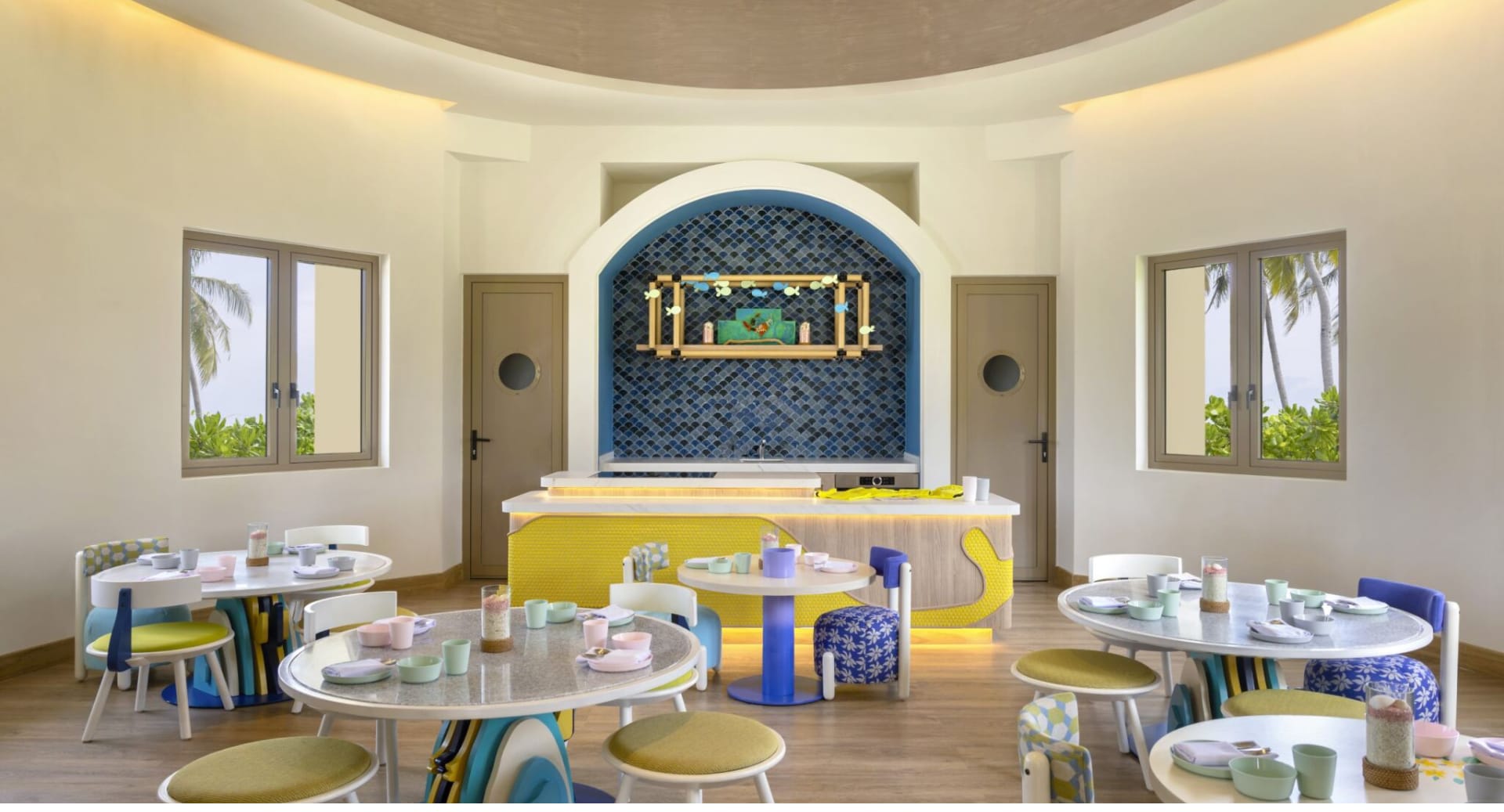 Family-friendly dining space at Avani+ Fares Maldives designed for children