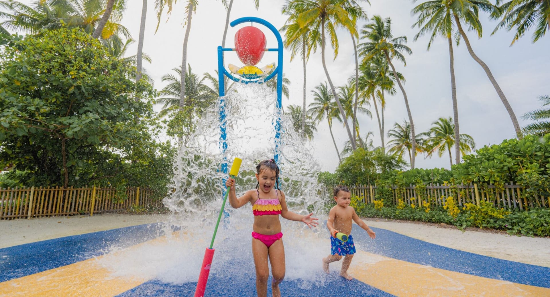 Fun splash zone with water features for kids at Avani+ Fares Maldives