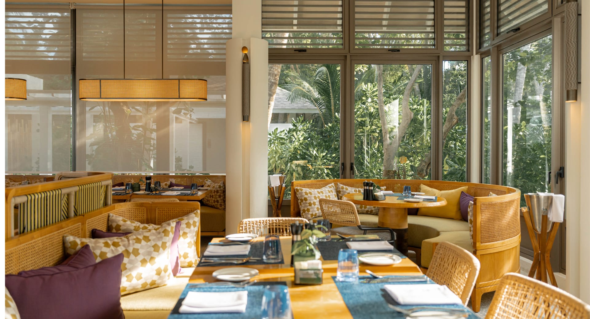 Restaurant with modern interiors at Avani+ Fares Maldives