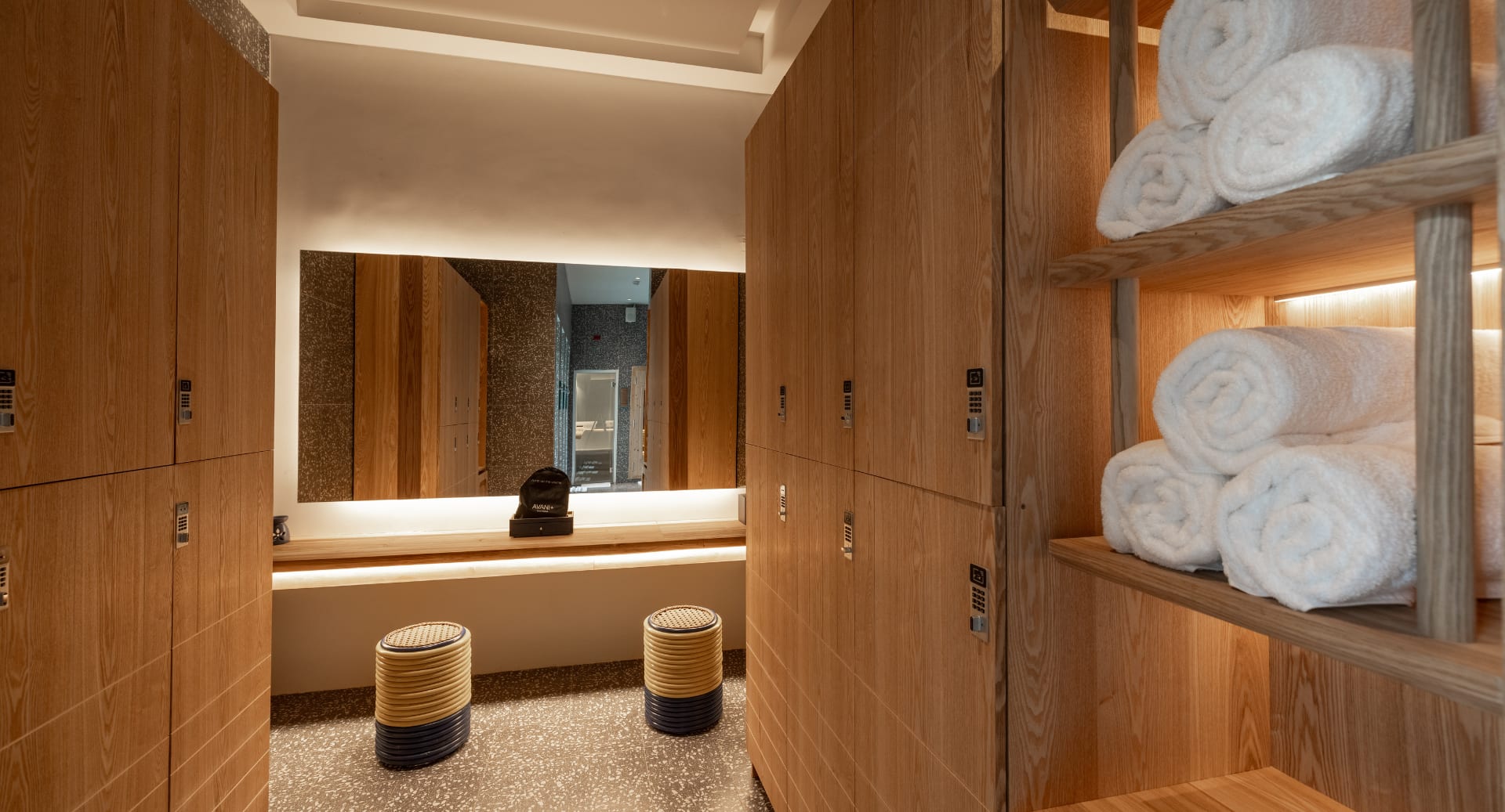 Wellness facilities and changing area at Avani+ Fares Maldives island spa