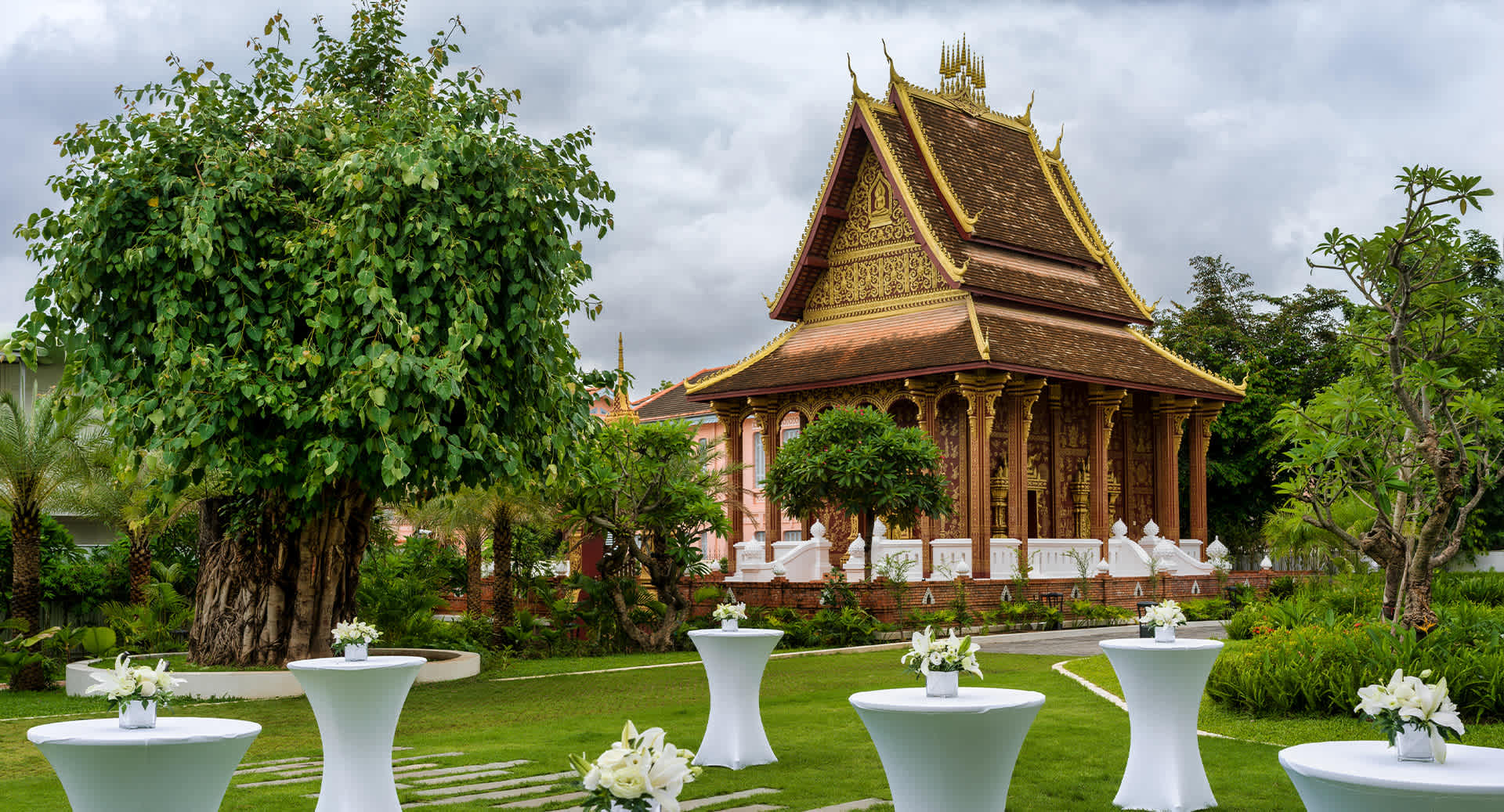 Lawn with Temple meeting space avani lanexang vientiane
