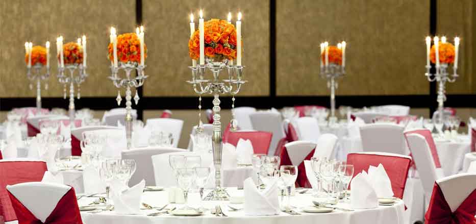 A banquet room table setup at a meeting Venue in Lesotho