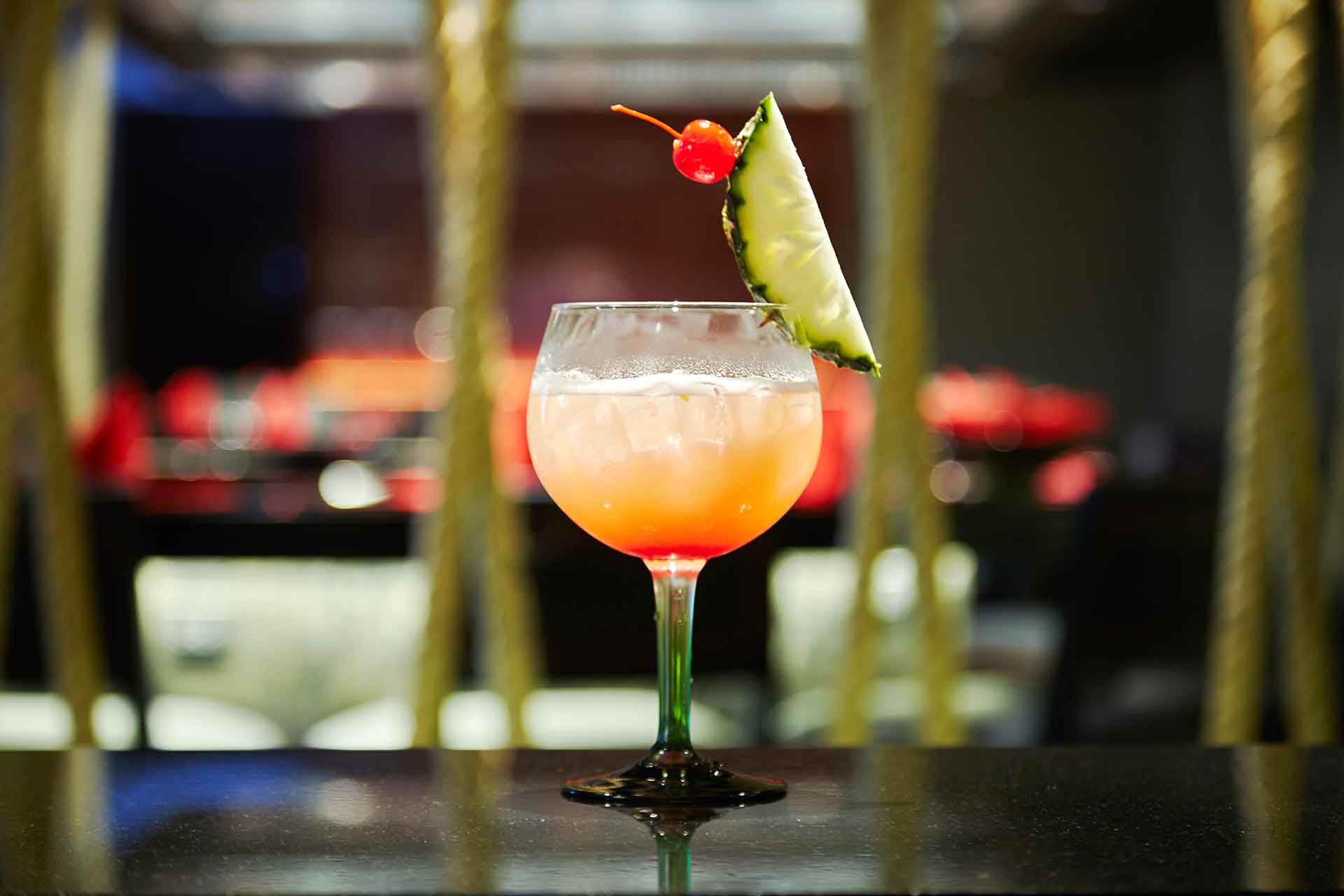 A glass of fruit juice at Benihana restaurant