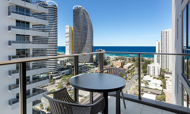 1 Bedroom Ocean Suite Balcony View at AVANI Broadbeach, Gold Coast, Australia