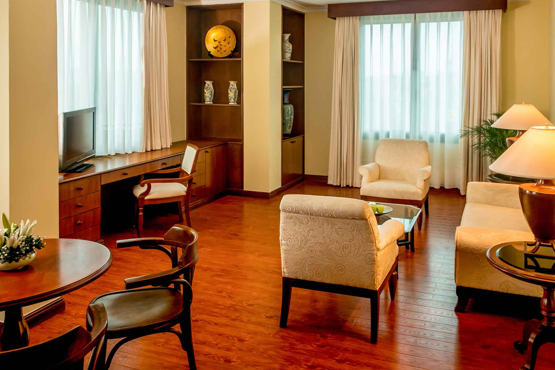 Interior of a living room of a suite