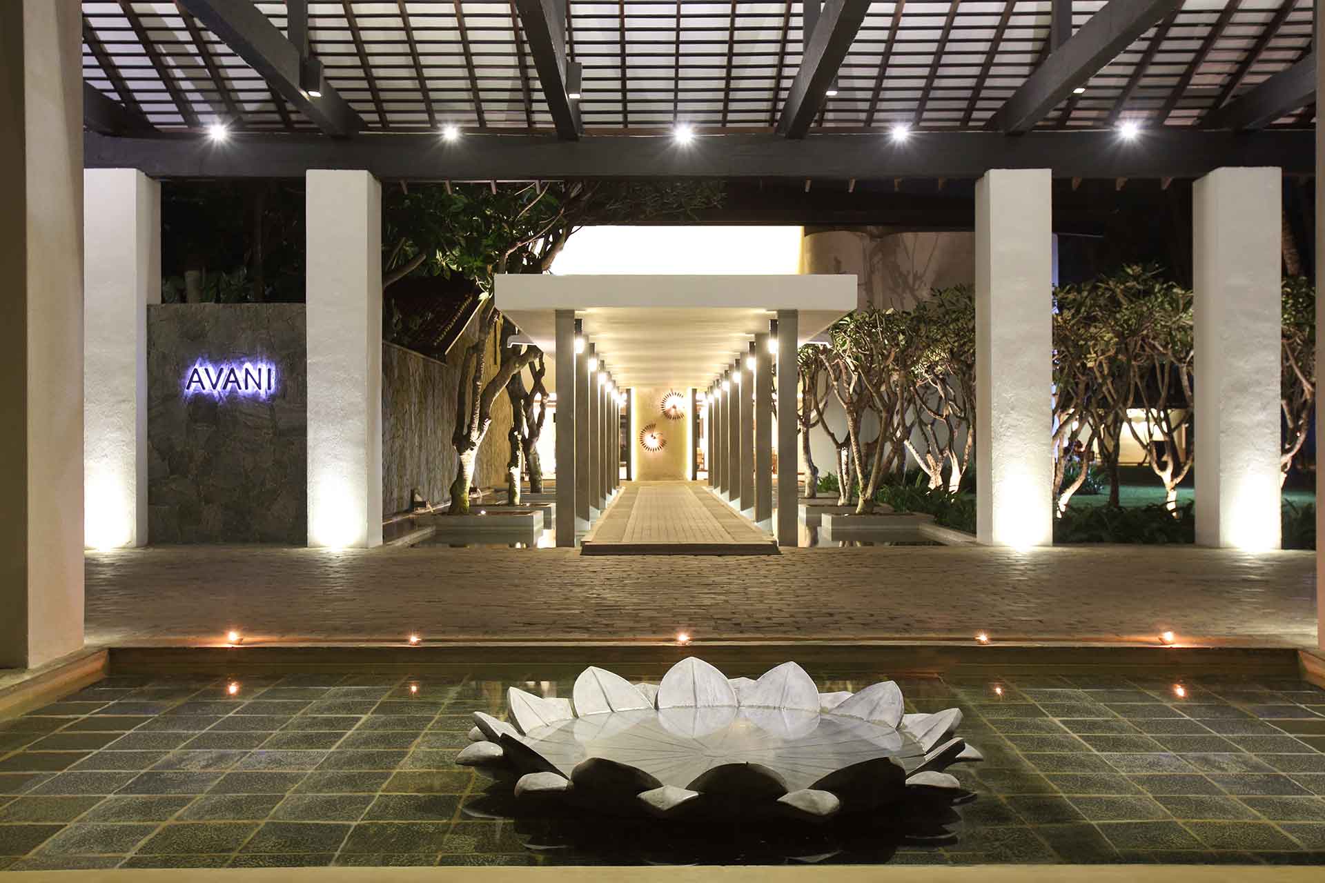 Entrance of AVANI Kalutara Resort at night
