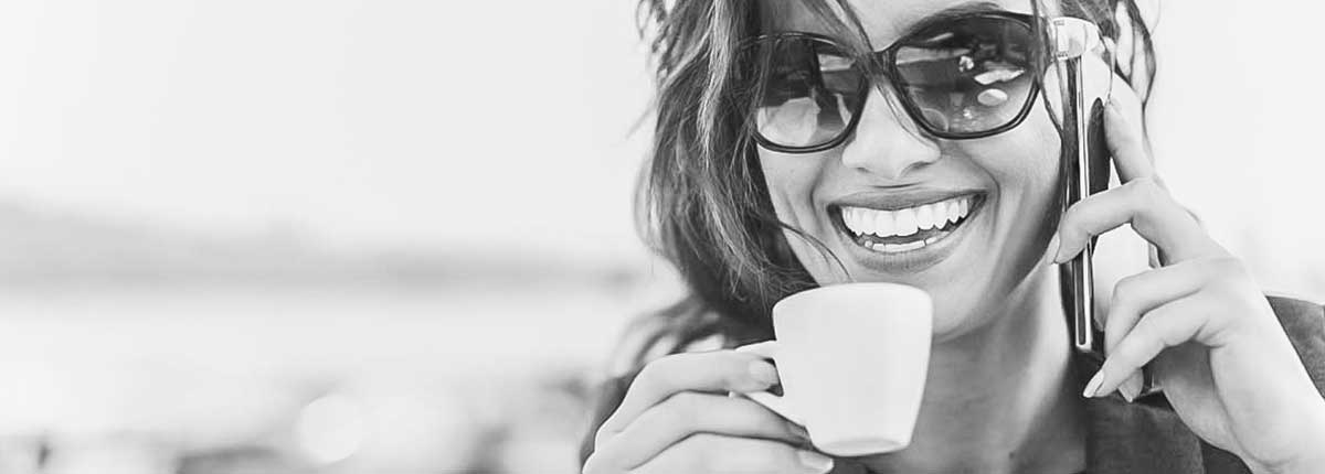 A relaxing girl while having coffee