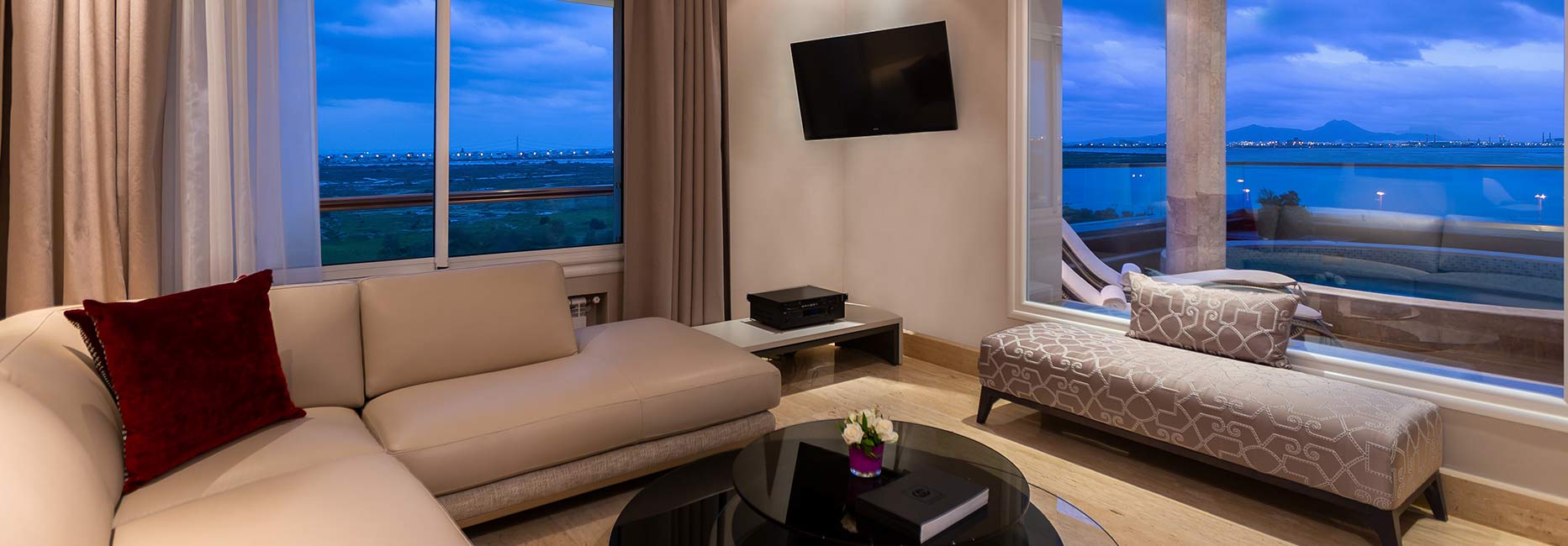 Avani Three Bedroom Lake View Pool Suite Living Room at Avani Les Berges du Lac Tunis Suites