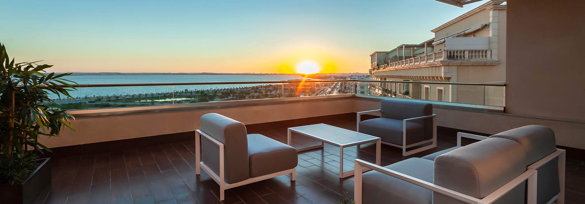 Avani Four Bedroom Lake View Loft Suite Terrace Sunset at Avani Les Berges du Lac Tunis Suites