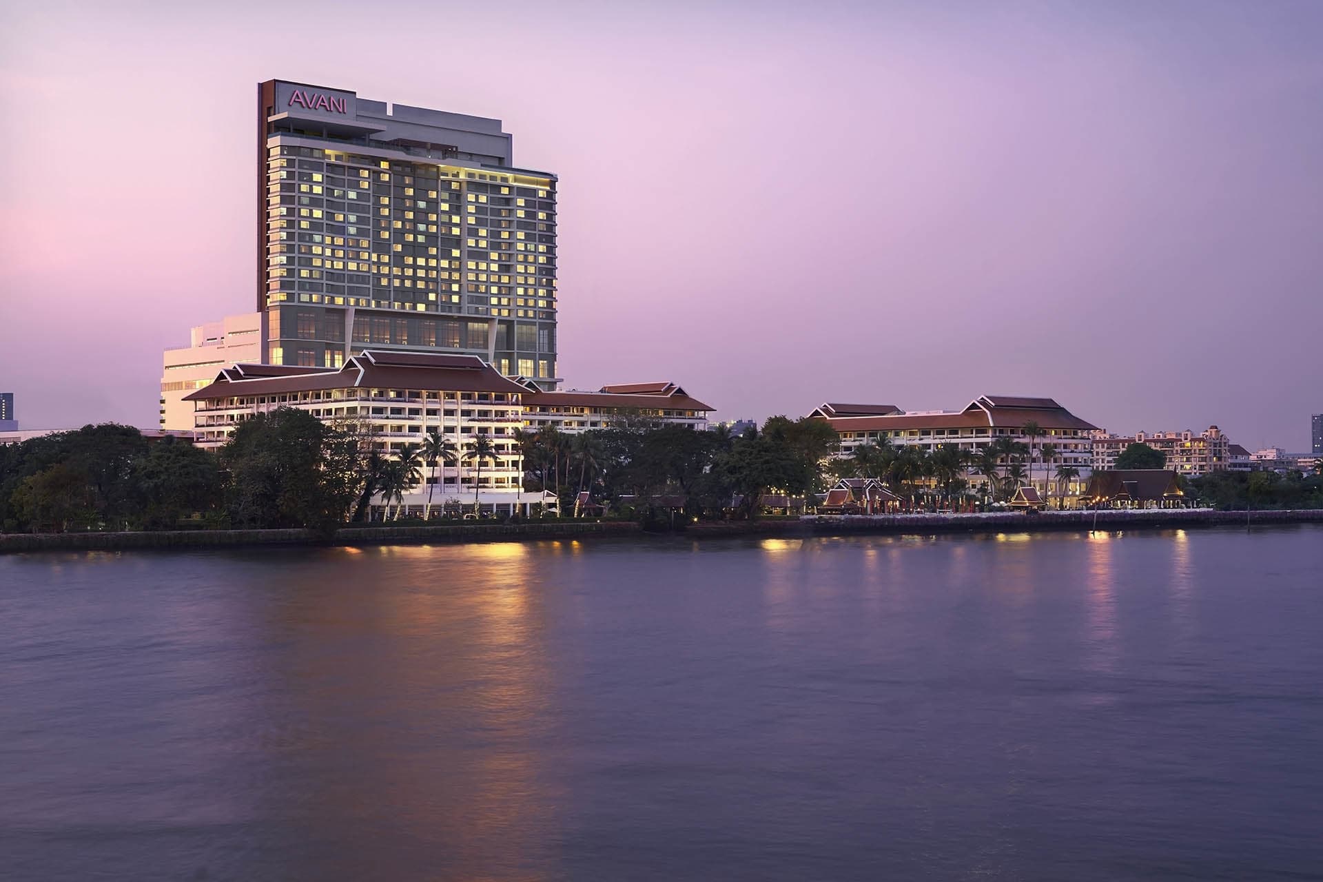 Exterior of AVANI Riverside Bangkok at Night