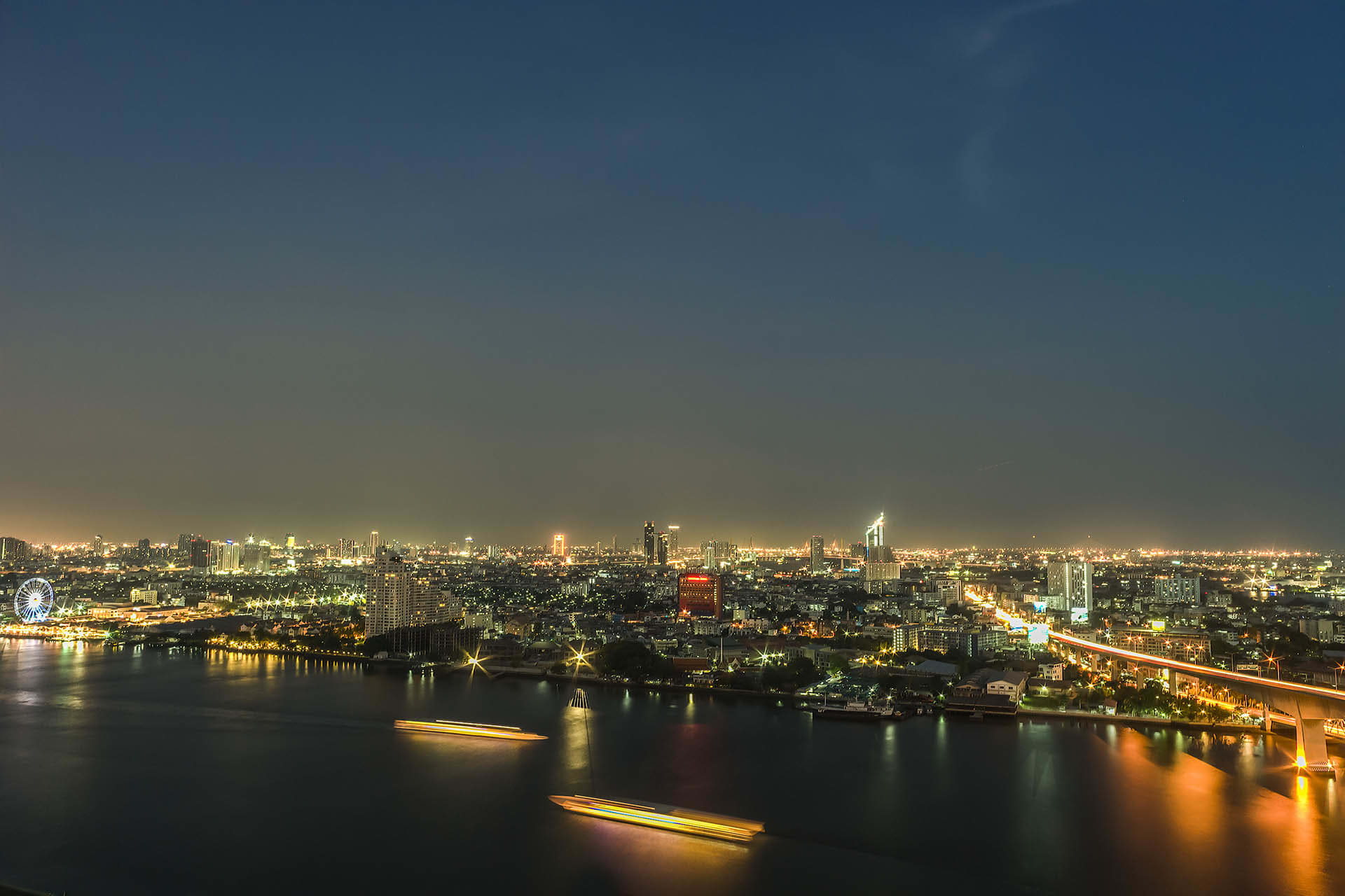 City view from the rooftop at night