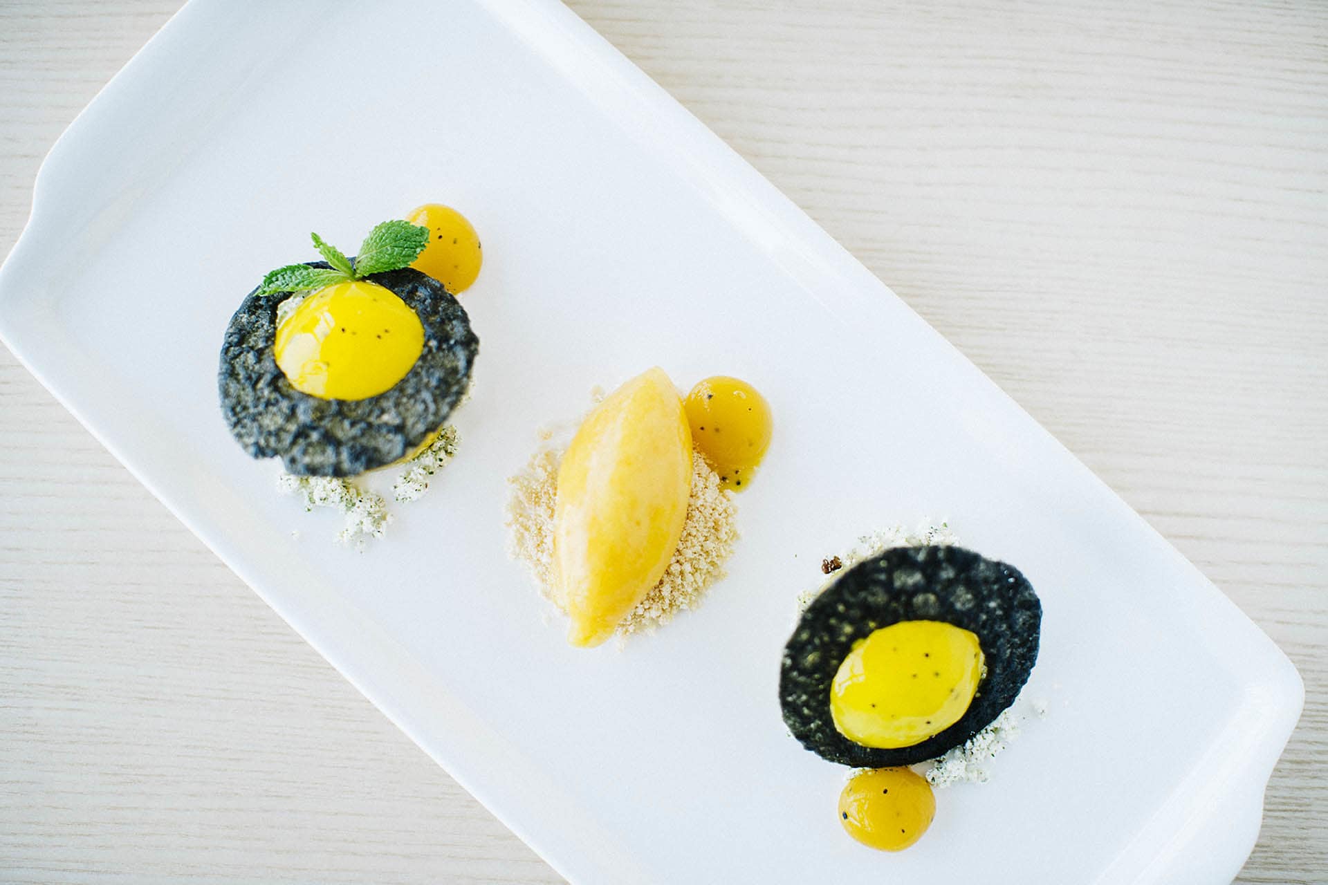 A dish of Passion fruit cheesecake