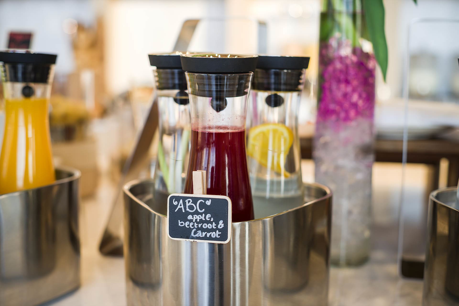 Fresh fruit juices at Skyline restaurant