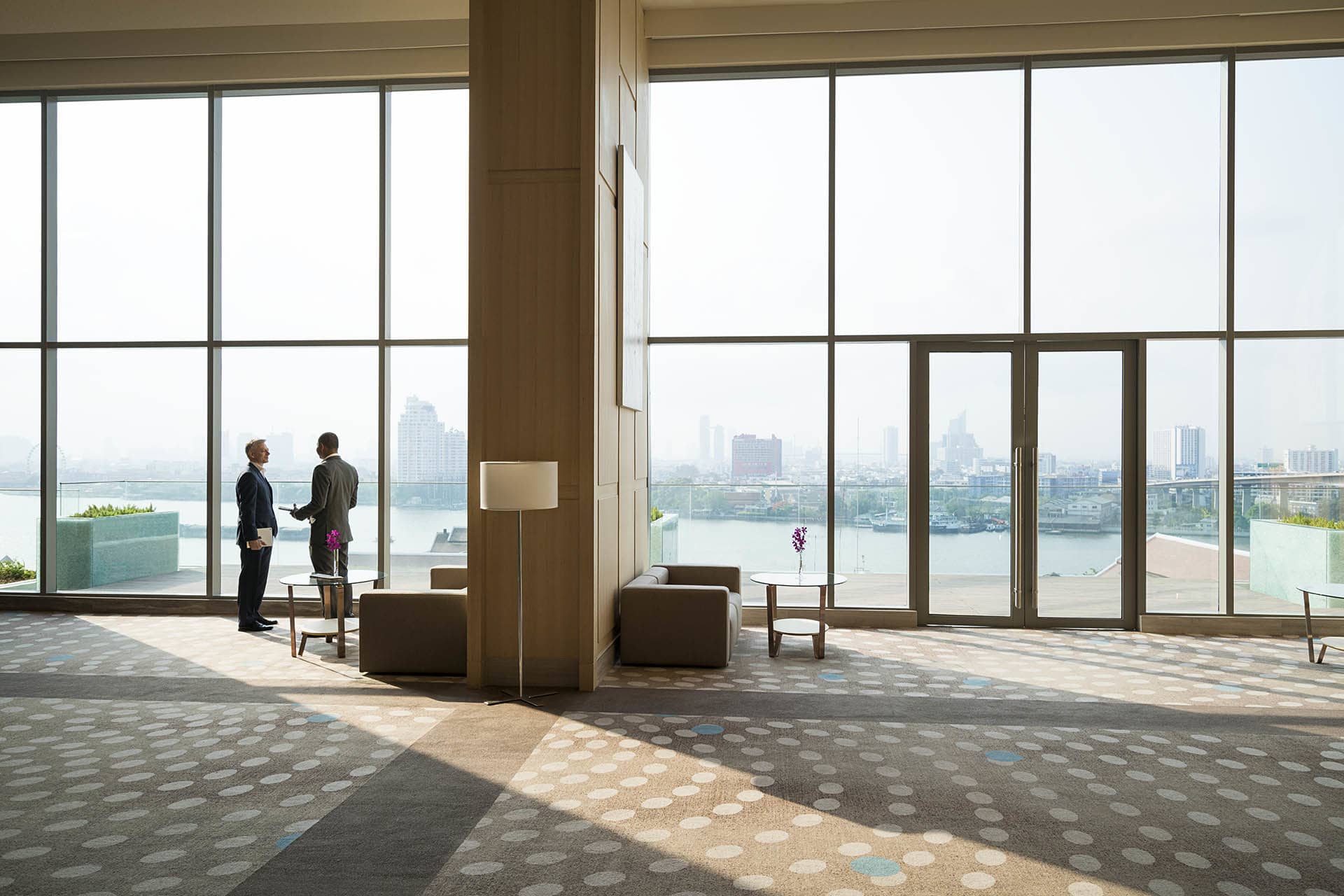 Meeting room with city and river view