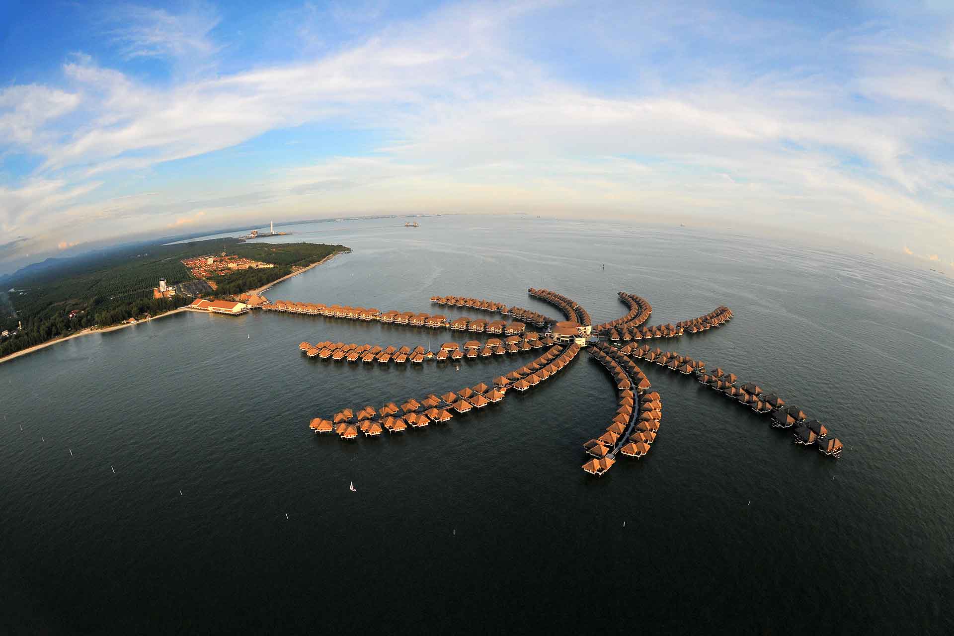 Aerial view of AVANI Sepang overwater villas