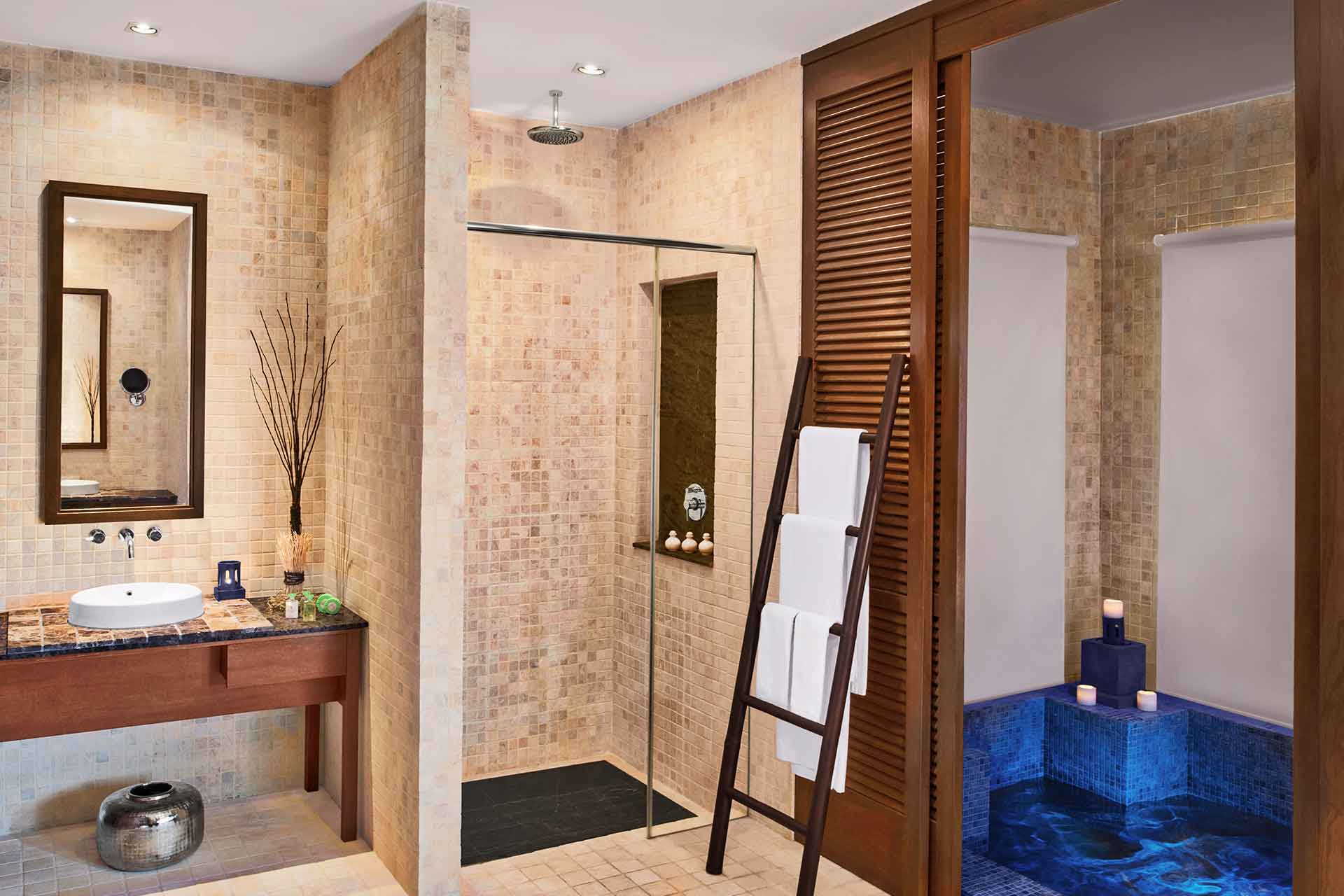 the master bathroom of the three bedroom villa