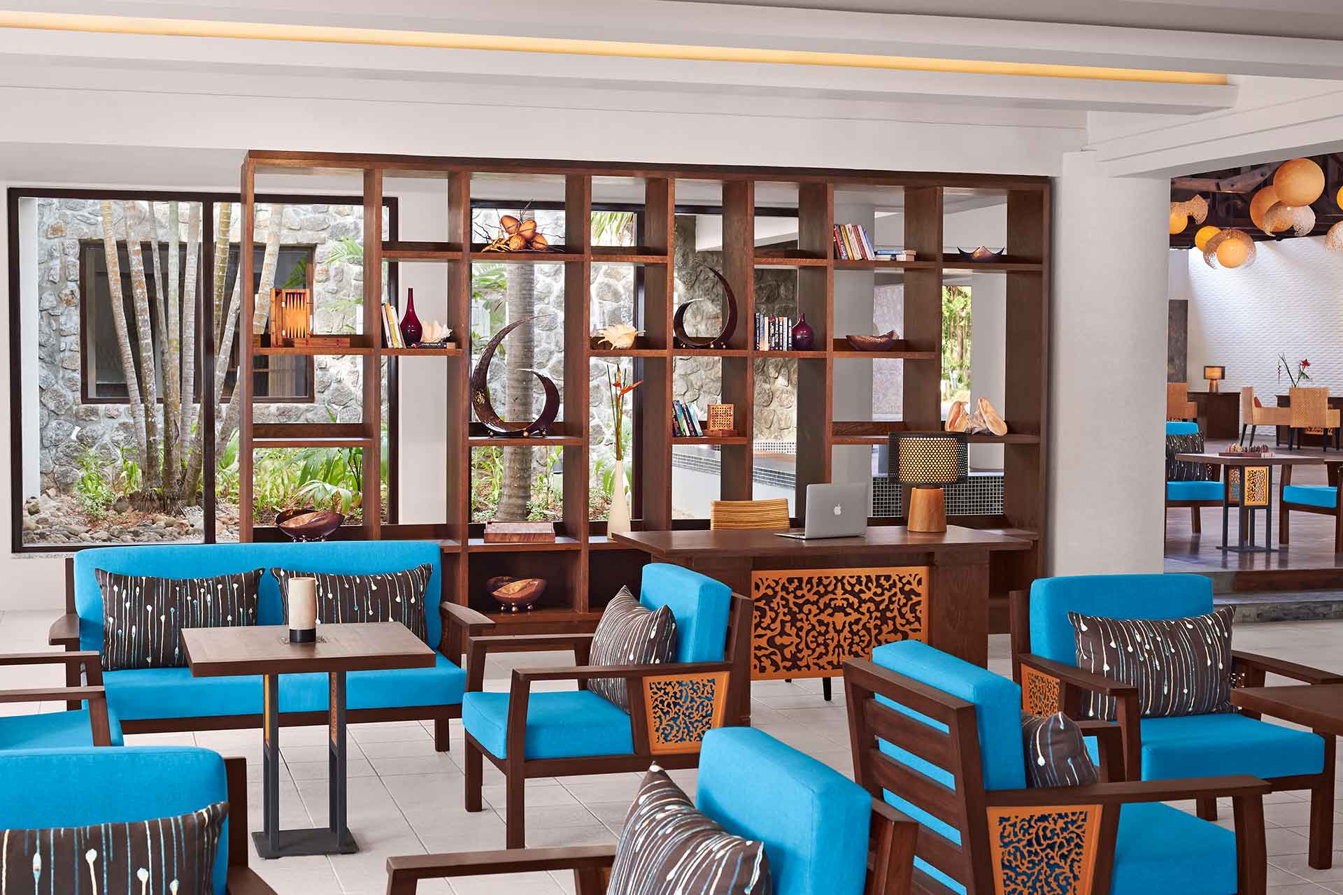 Cozy library area of AVANI Seychelles