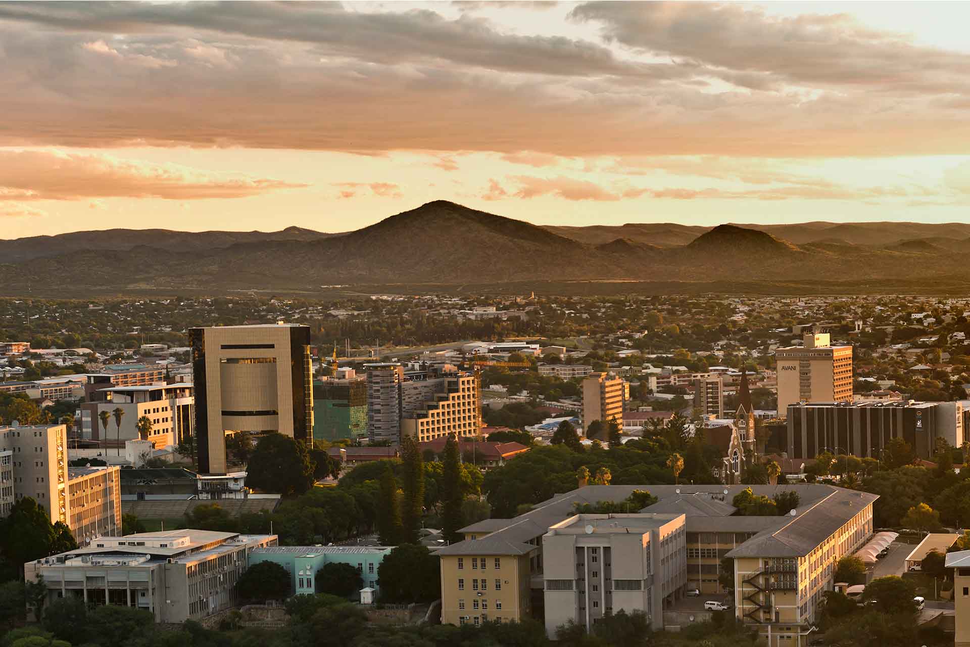Aerial view of Windhoek City and Mountain range